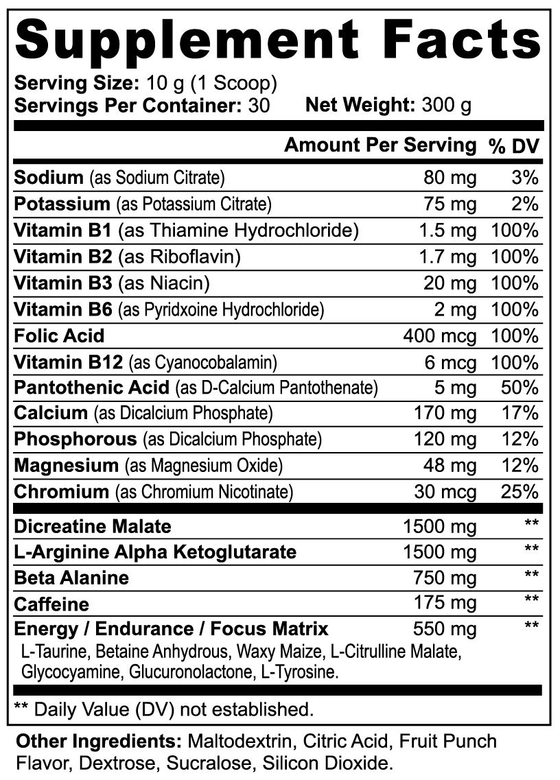 Orvexa Labs - Nitric Shock Pre-Workout Powder (Fruit Punch)